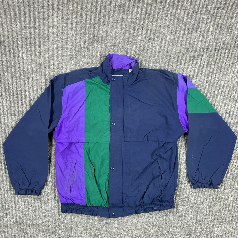 Vintage Original 1897 Tourney Golf Windbreaker Jacket 2XL Blue Green Colorblock